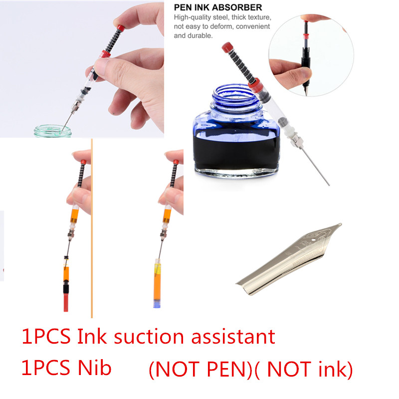 Nowe pióro wieczne Przezroczysta zakraplaczka EF F M Stalówki Pióro atramentowe Biuro szkolne Długopisy robić pisania Prezenty świąteczne z oryginalnym pudełkiem: zielone światło / MF