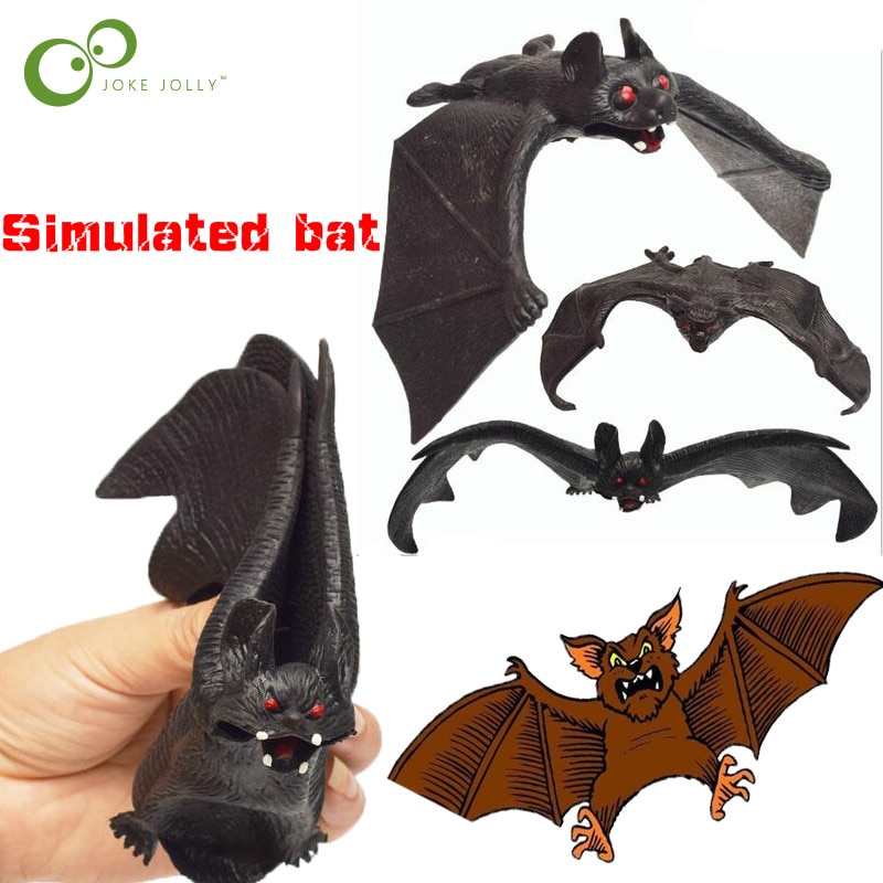 1Pcs Halloween Horror Prop Rubber Simulated Black Bat Pendant Wall Hanging Bat ChildenBar's Toy Halloween Party Decorate ZXH