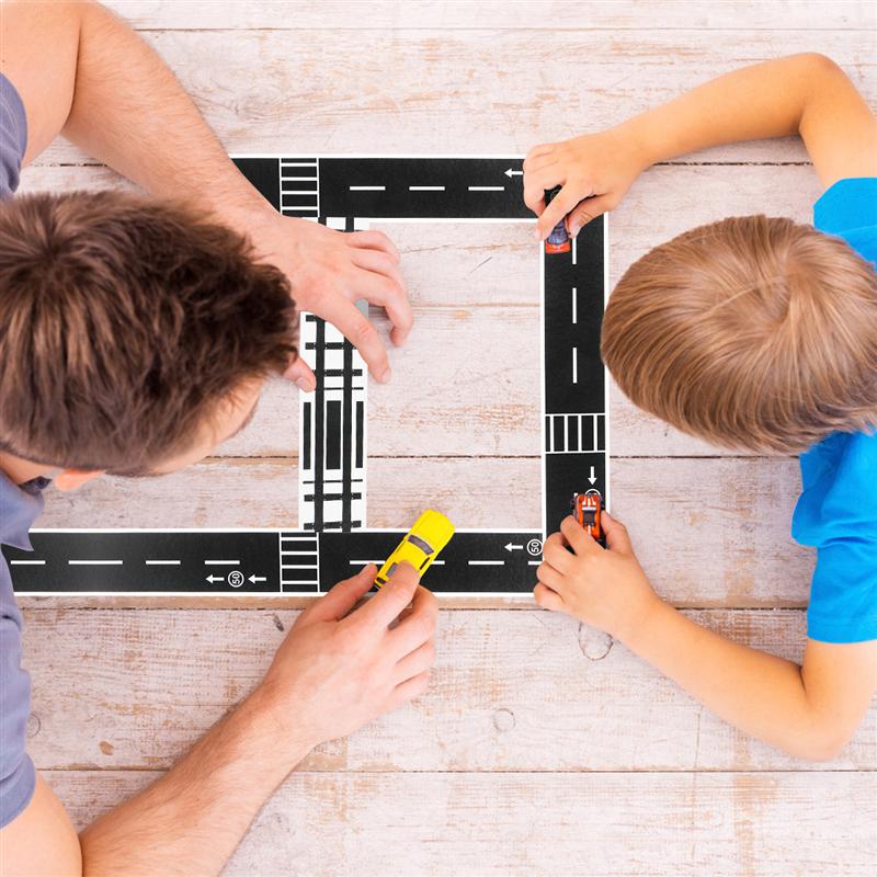 Stobok 9Pcs Railway Road Verkeer Tape Sticker Diy Road Verkeer Road Lijm Afplakband Auto Stickers Voor Kinderen Speelgoed auto Trein