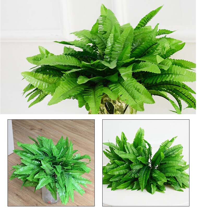 7 gaffel simulation bregne græs grøn plante kunstig bregne persiske blade blomster væghængende planter hjem bryllup butik dekoration