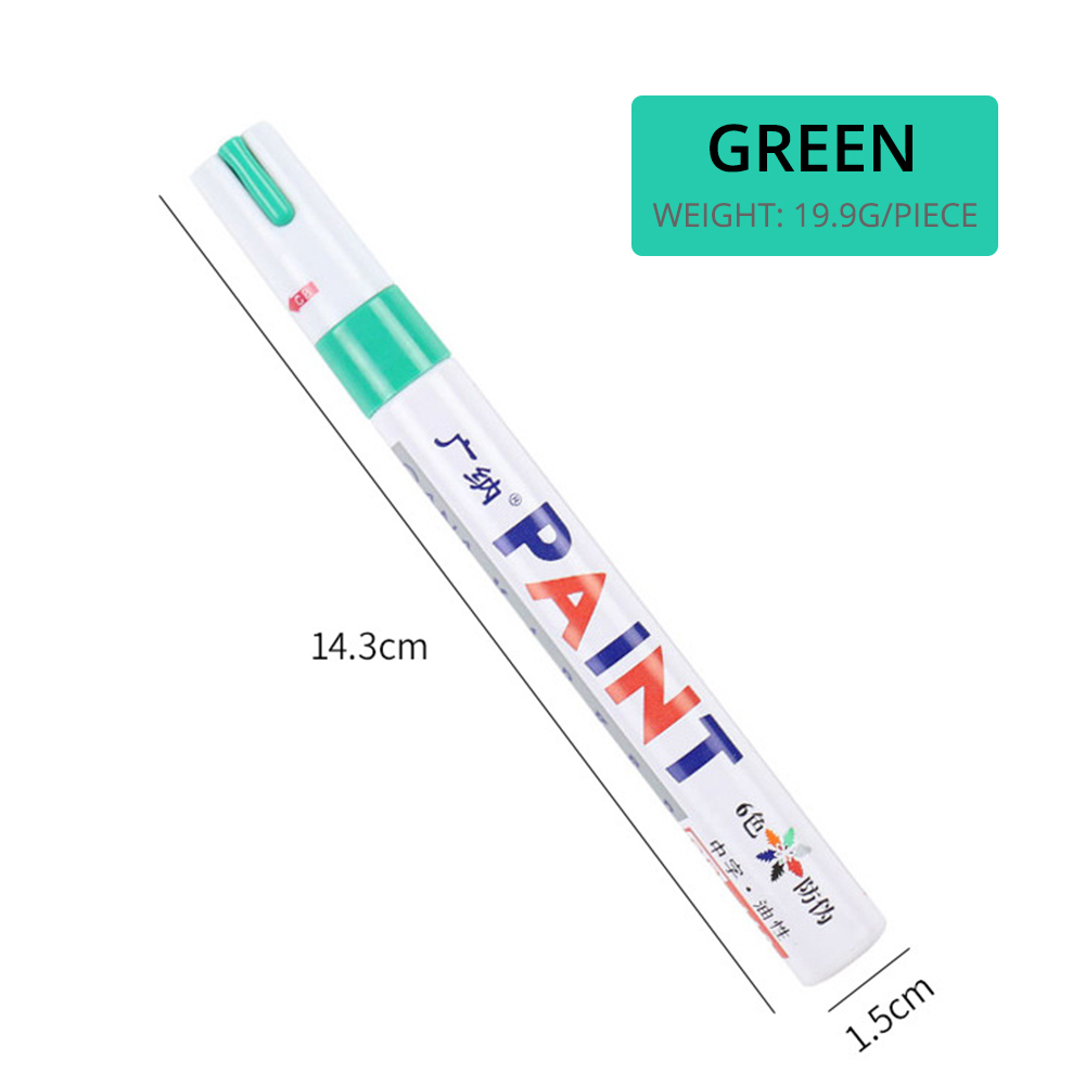 1pcs White Waterproof Cars Wheel Tire Oily Mark Pen Auto Rubber Tyre Paint Pen Cd Metal Permanent Paint Marker Graffiti Touch Up: green