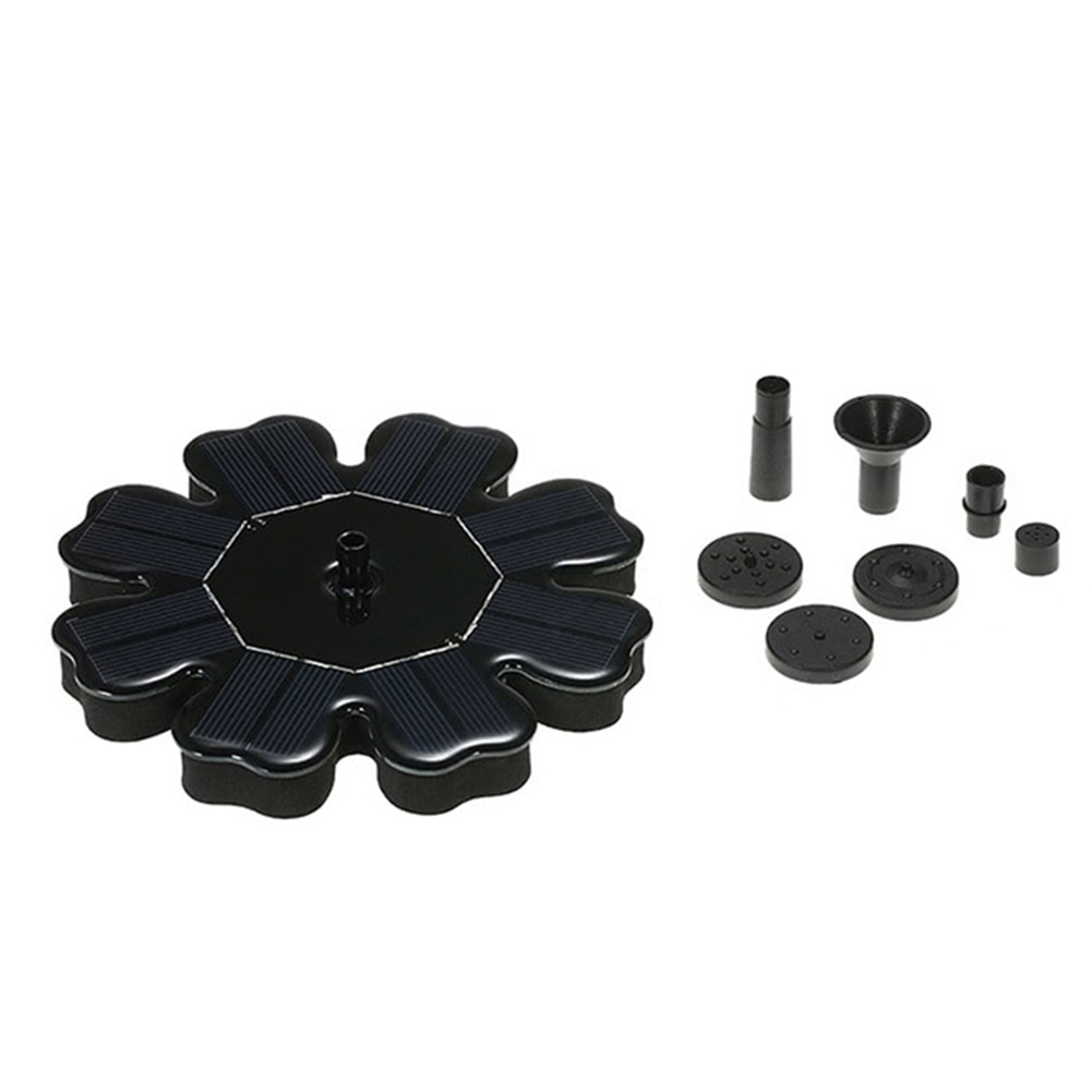 7 Nozzles Yard Water Pump Solar Panel Bird Bath Fountain Floating Flower Water Pump Garden Decor 8V 200mA