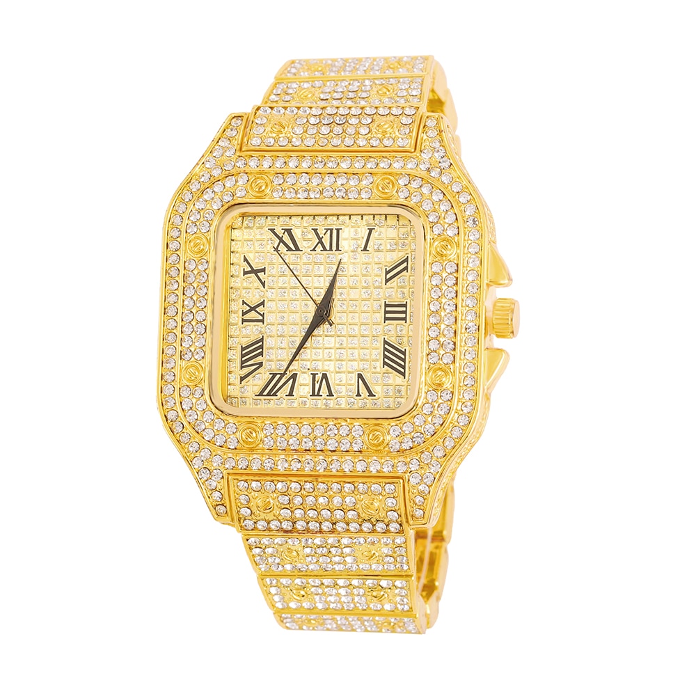 Hip Hop Mannen Iced Out Horloges Luxe Datum Quartz Horloges Met Micropave Cz Horloge Voor Vrouwen Mannen Sieraden