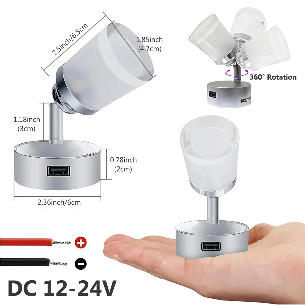 Touch-afbryder  dc 12-24v led-lys til autocamper og 5v usb-enheder til campingvogn, båd, sengelampe, væglampe, led-skabslampe