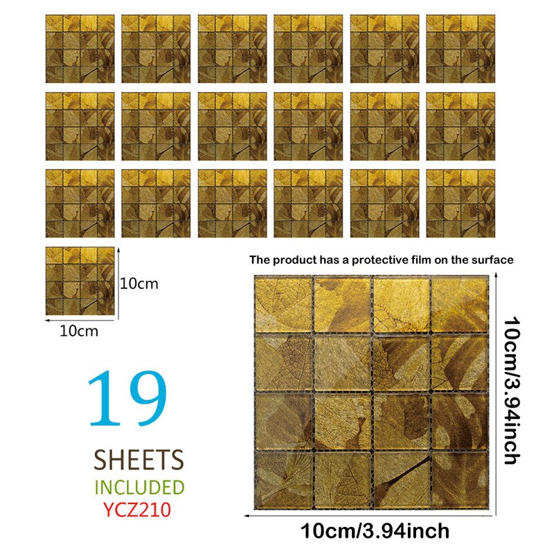 18Pcs Self Adhesive Tile Floor Wall Decal Sticker DIY Kitchen Bathroom Decor Oil Proof Backsplash PVC Home Decor Renew: YCZ210