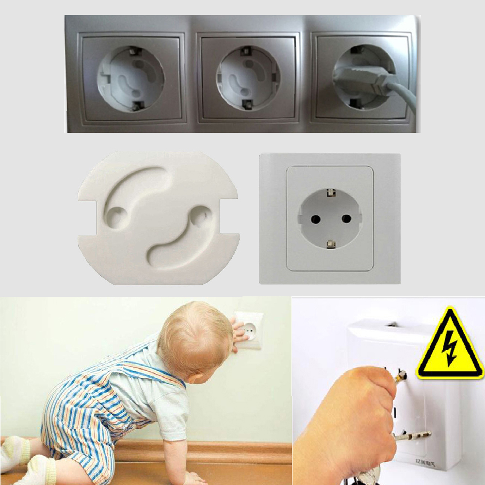 10 stuks Baby Veiligheid Draaien Cover 2 Gat Ronde Europese Standaard Socket Kinderen Tegen Elektrische Bescherming Plastic Veiligheidssloten