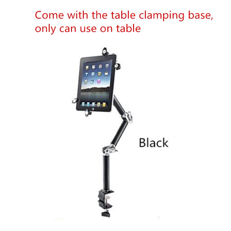 Tablet Holder Clamp Table Foldable Multifunction Car Stand Aluminum 360 Rotation Wall Mount Bed Bracket for iPad Air Mini 7-11'': Type 1 Black