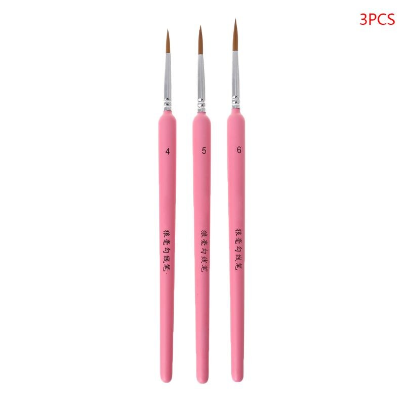 3/10Pcs Professionele Hand Geschilderd Haak Lijn Pen Fijne Tip Aquarel Olieverf: Pink-C