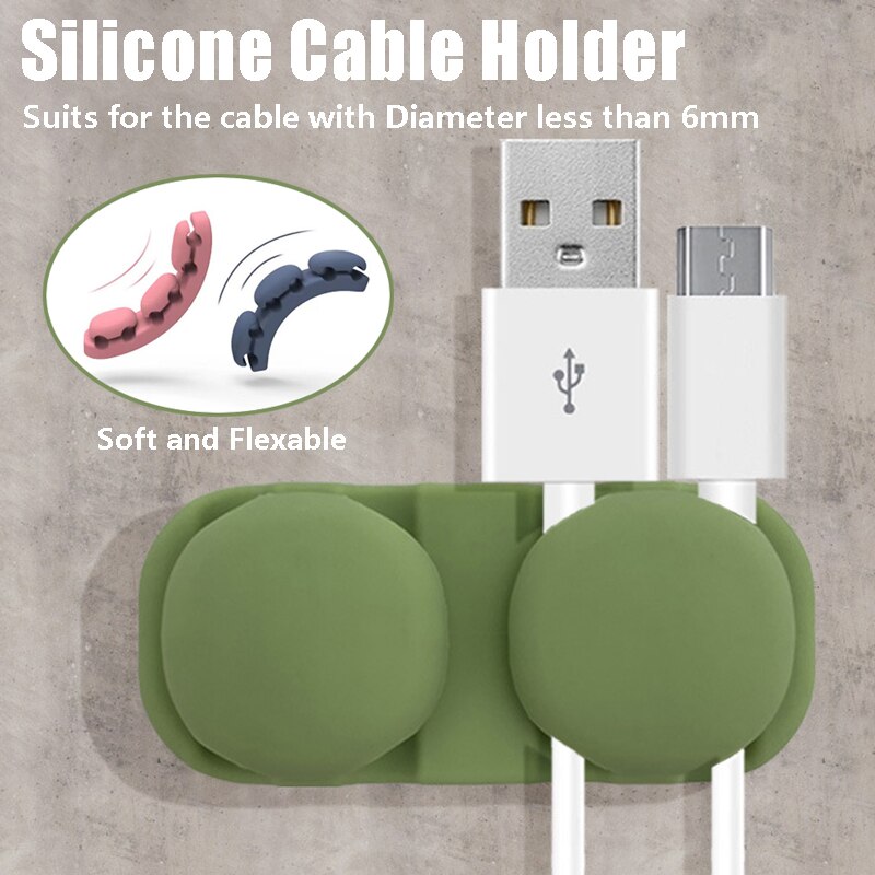 Silicone Desktop Flexible Usb Cord Winder Cable Organizer Tidy Management Clips Protector Holder for Mouse Keyboard Earphone