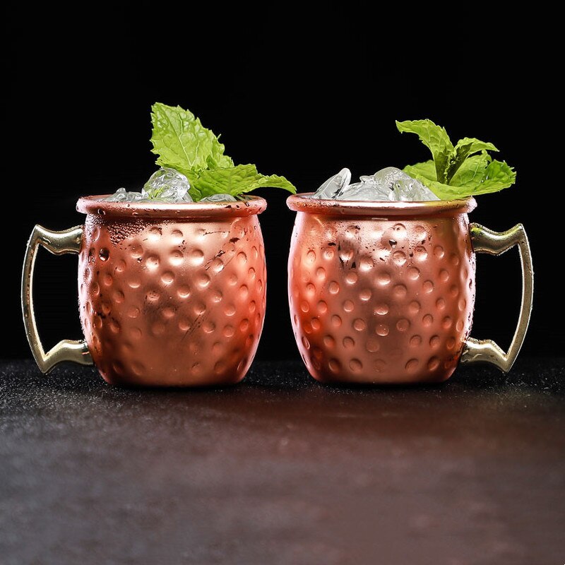 6PCS 2oz Mini Moscow Mule Mug Set Shot Glasses Set Stainless Steel Hammered Copper Plated Milk Coffee Cocktail Wine Travel Cup