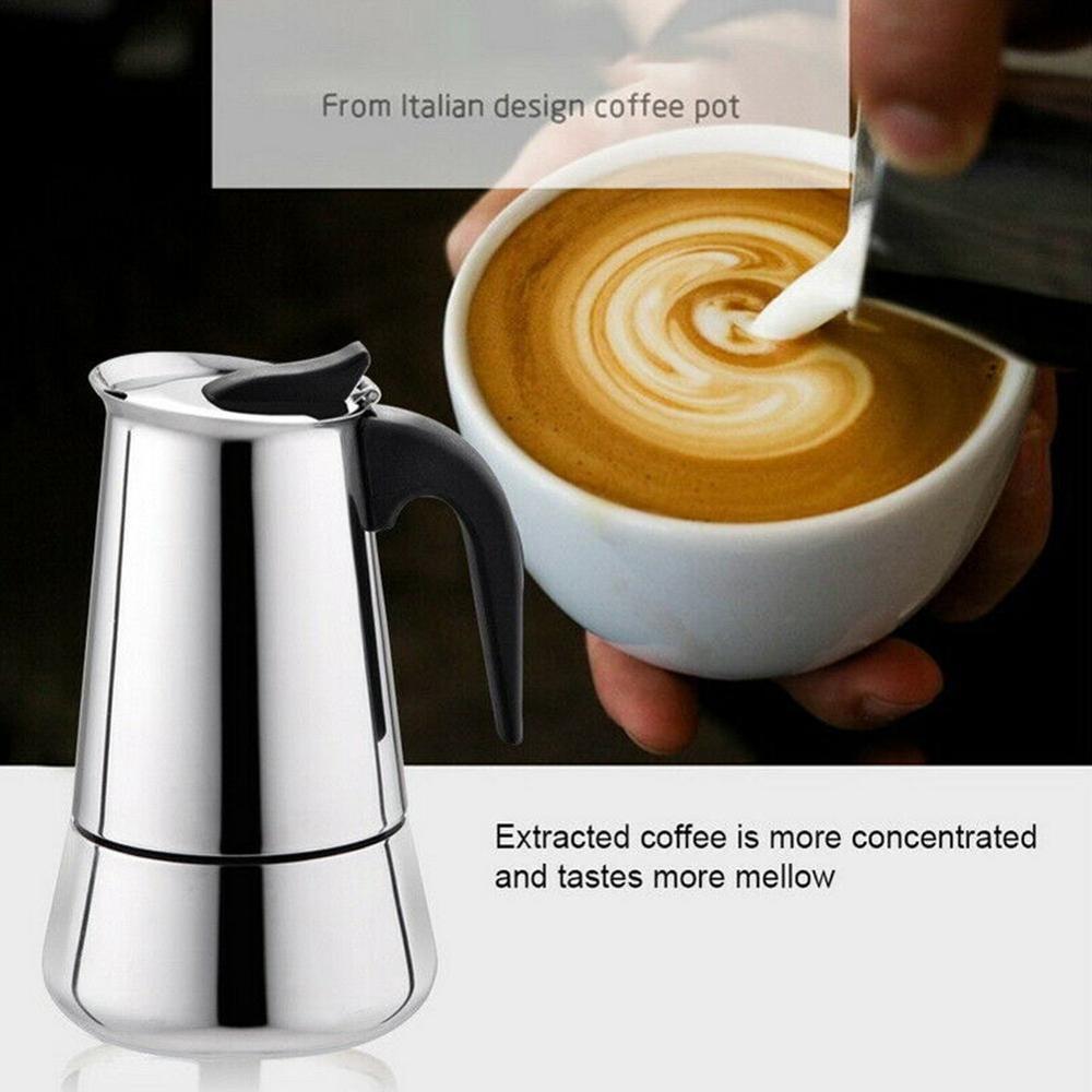 Stainless Steel Coffee Pot Italian Top Moka Pot Espresso Coffee Maker Electric Coffee Pot Induction Cooker Open Flame Universal