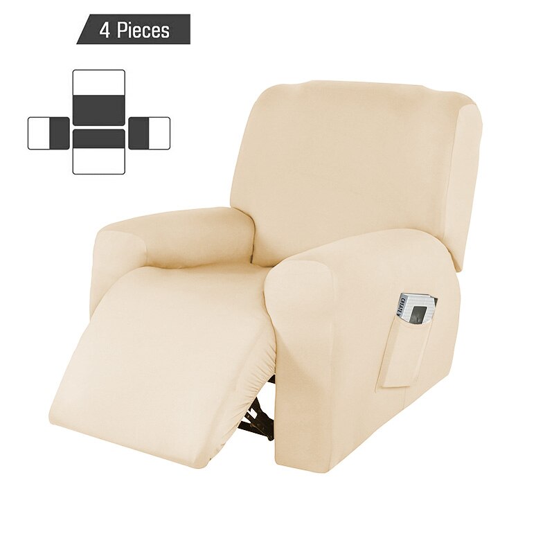 4 stk 1 sete tøye ut hvilestoltrekk spandex lenestoltrekk stue hvilestol sofatrekk sofa slipcover elastisk: Krem