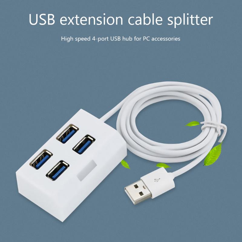 Draagbare 4 Poorten Mini Usb 3.0 Hub Splitter 4 In 1 Usb Adapter Externe Converter Kabel Hubs Met Led Licht voor Laptop Desktop