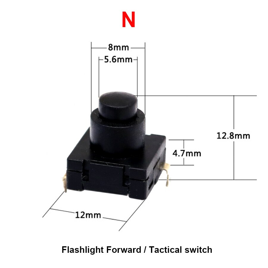 2Pcs Zaklamp Modding Drukknop Klik Schakelaar Module Diy Onderdelen Montage Glare Torch Tail Schakelaar Draagbare Verlichting Accessoires: N