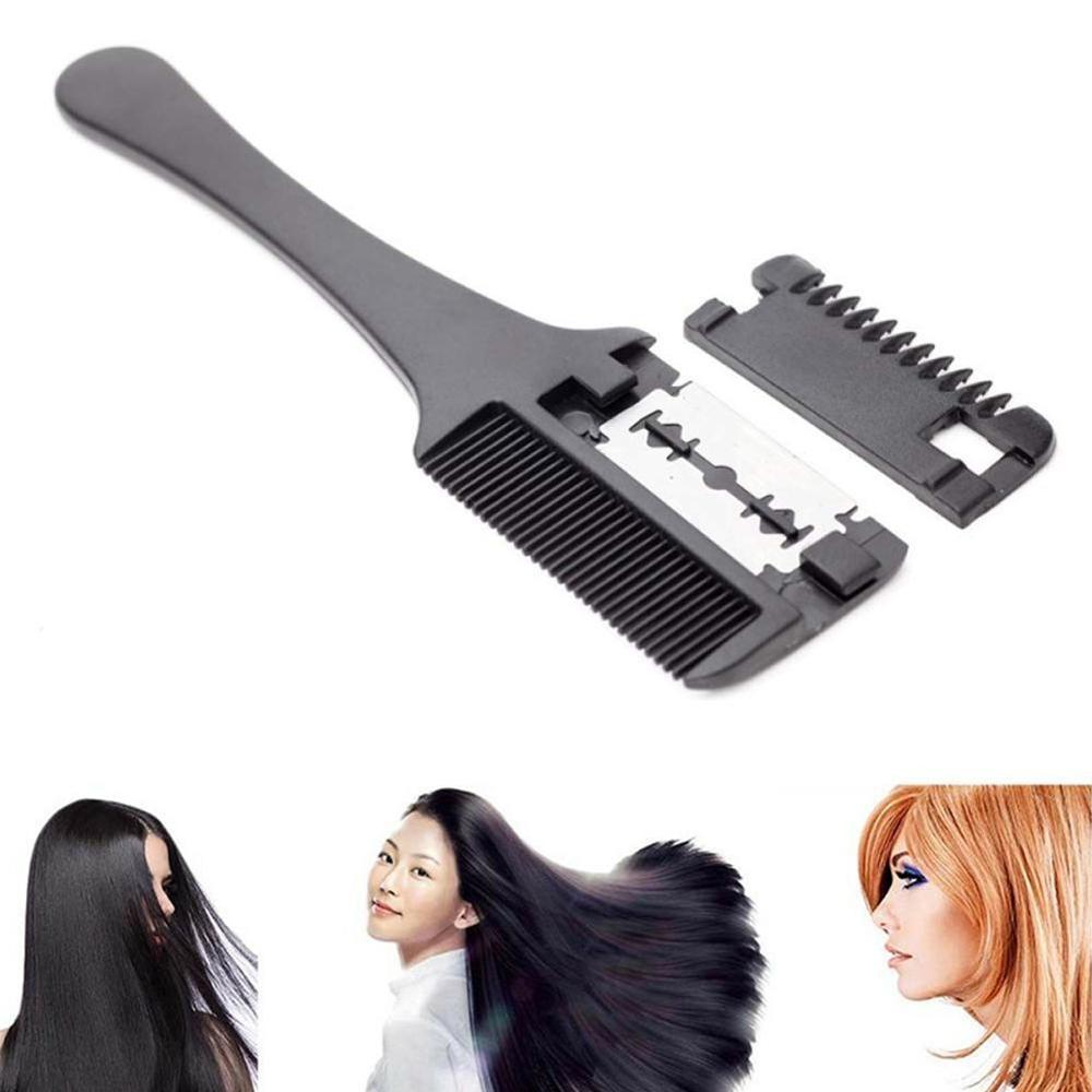 Brainbow 1pc pente de corte cabelo preto lidar com escovas de cabelo lâminas de barbear trimmin com salão de beleza ferramentas de cabelo estilo corte thinnin