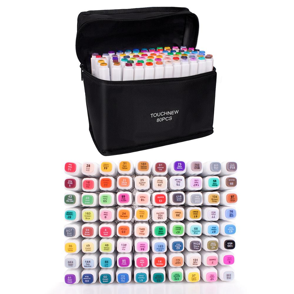Marker Pen TouchFive 48/60/80/168 Colors Dual Tip Art Supplies Alcohol Marker for Drawing Sketching Adult and Kids For Animation