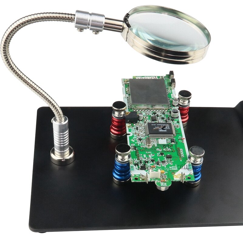 Helping Hand Third Hand Soldering Tools Flexible 360 degree Stainless Steel Arms 3X Magnifying Lamp With Heavy Duty Base And Rot
