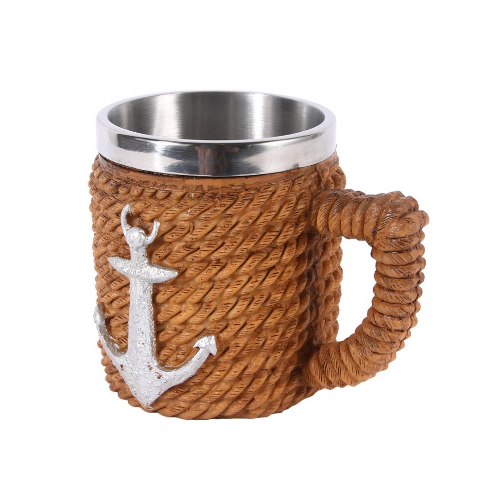 Nautische Anker Rvs Hars 3D Bier Mok Beker Game Tankard Koffiekopje Wijnglas Mokken 350Ml Beste Kreeg