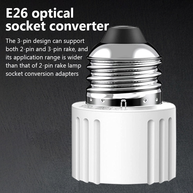E26 Lamp Holder Converter Flame Retardant Bulb Base Screw Adapter US Prong Light Socket Outlet Fit for 2/3 Prong Convert Accesso