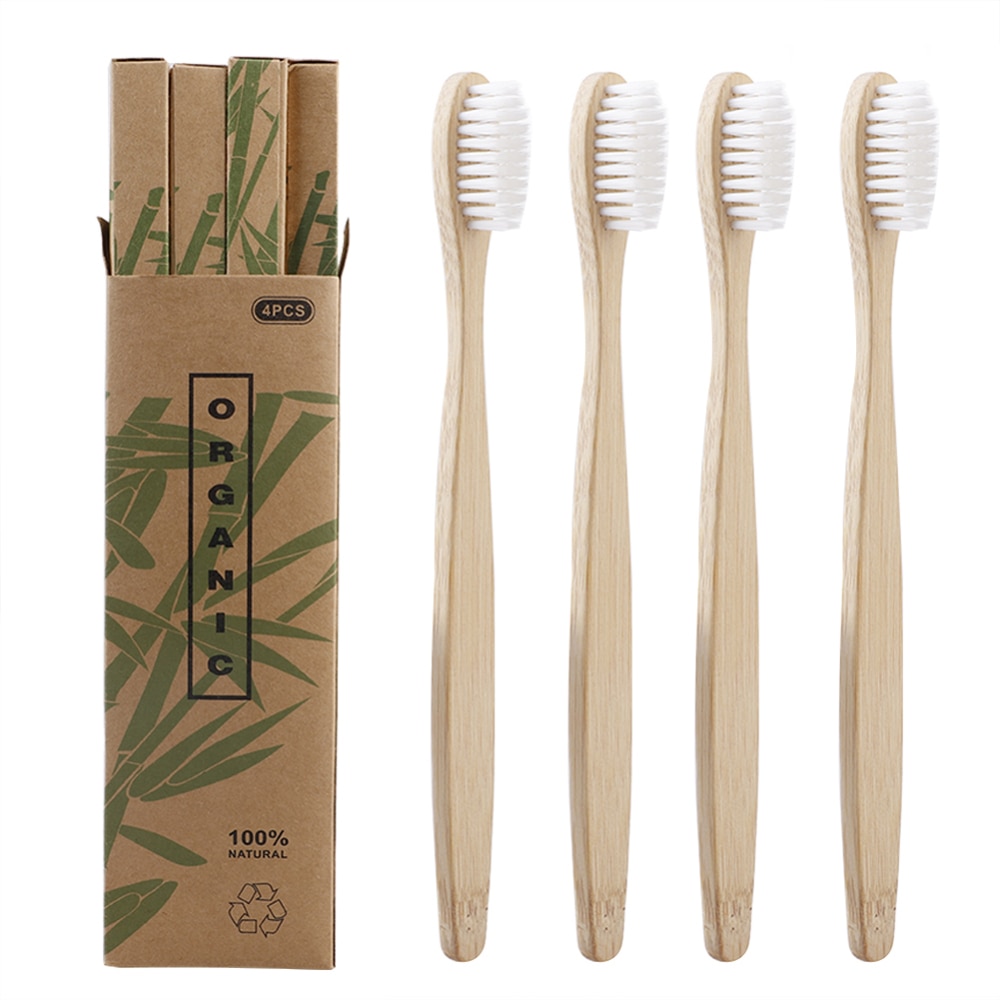 4Pcs Reizen Bamboe Tandenborstels Eco Vriendelijke Zachte Haren Mondverzorging Tandenborstel Met Draagbare Case