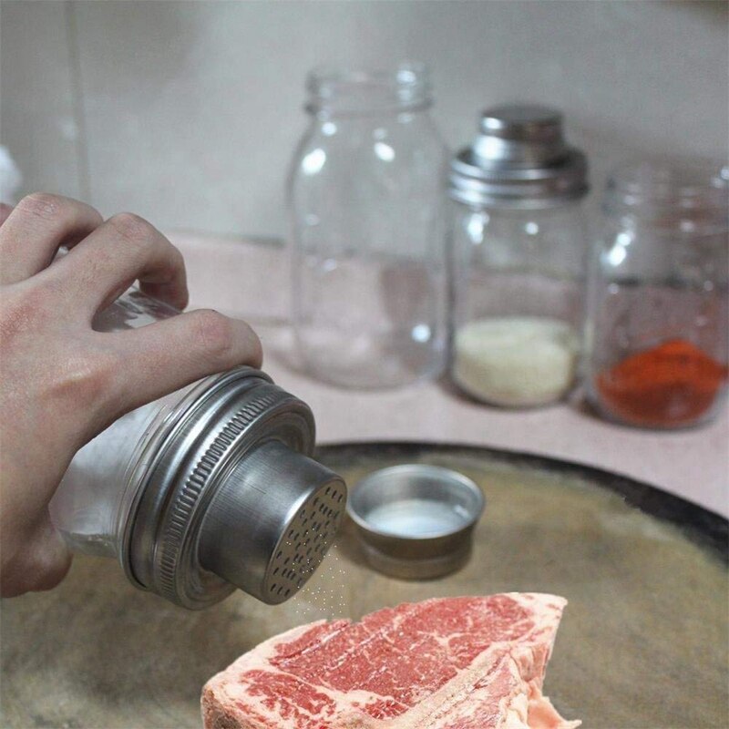 Mason Jar Shaker Lids 2 Pack Shake Cocktails or Your Best Dry Rub & 3Pcs Pack Wide Mouth Canning Lids Flip Cap Lids