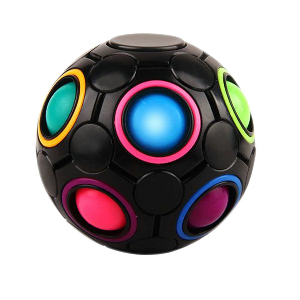 Antistress Stress Relief Cube Rainbow Ball Puzzles Football Cube Funny Hand Game Brain Teaser Educational Fidget Toys For Kids: black