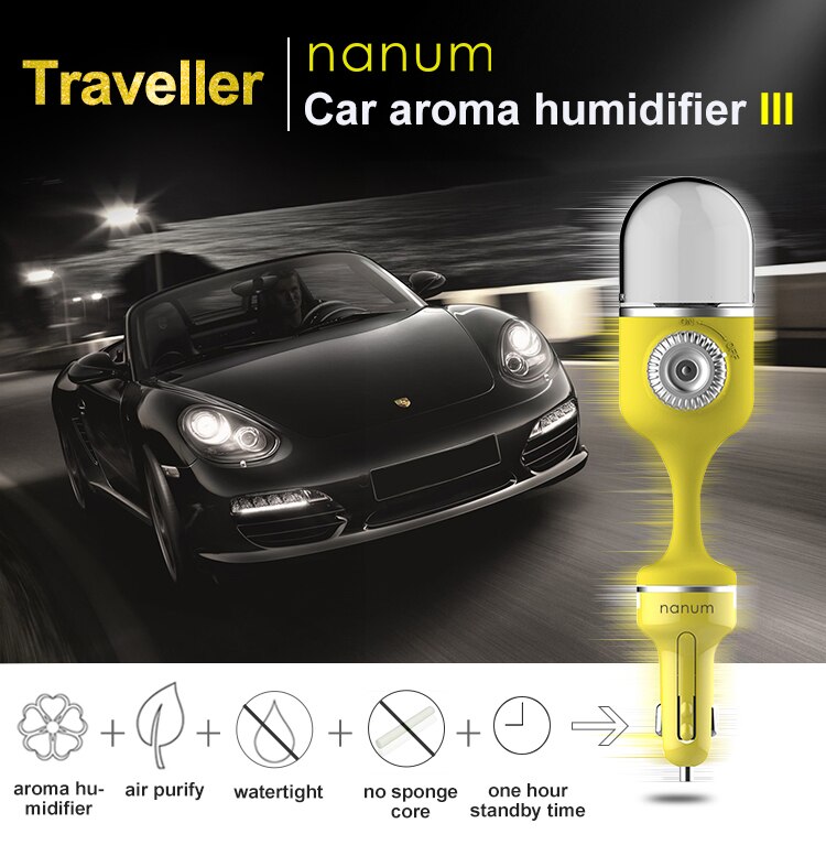 Nanum Auto Aroma Luchtbevochtiger Koele Mist Diffuser Ultrasone Aromatherapie 70Ml Auto Luchtverfrisser Purifier Met Dual Usb Charger