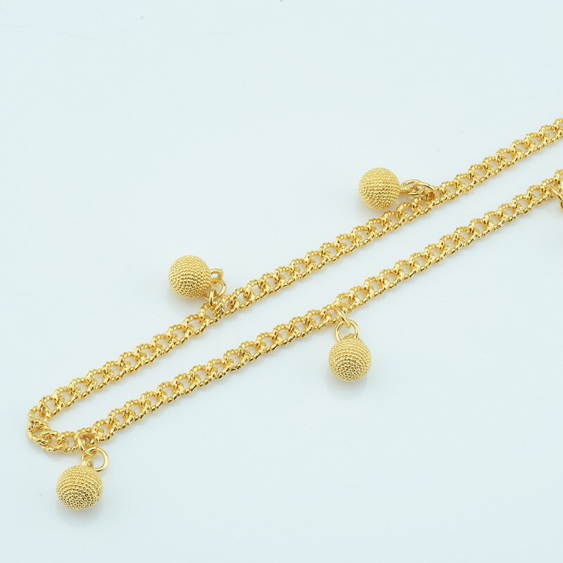 1pcs Gold Anklet Gold Color Link Ball Curb Chains Jewelry 9.8inch Foot Jewelry