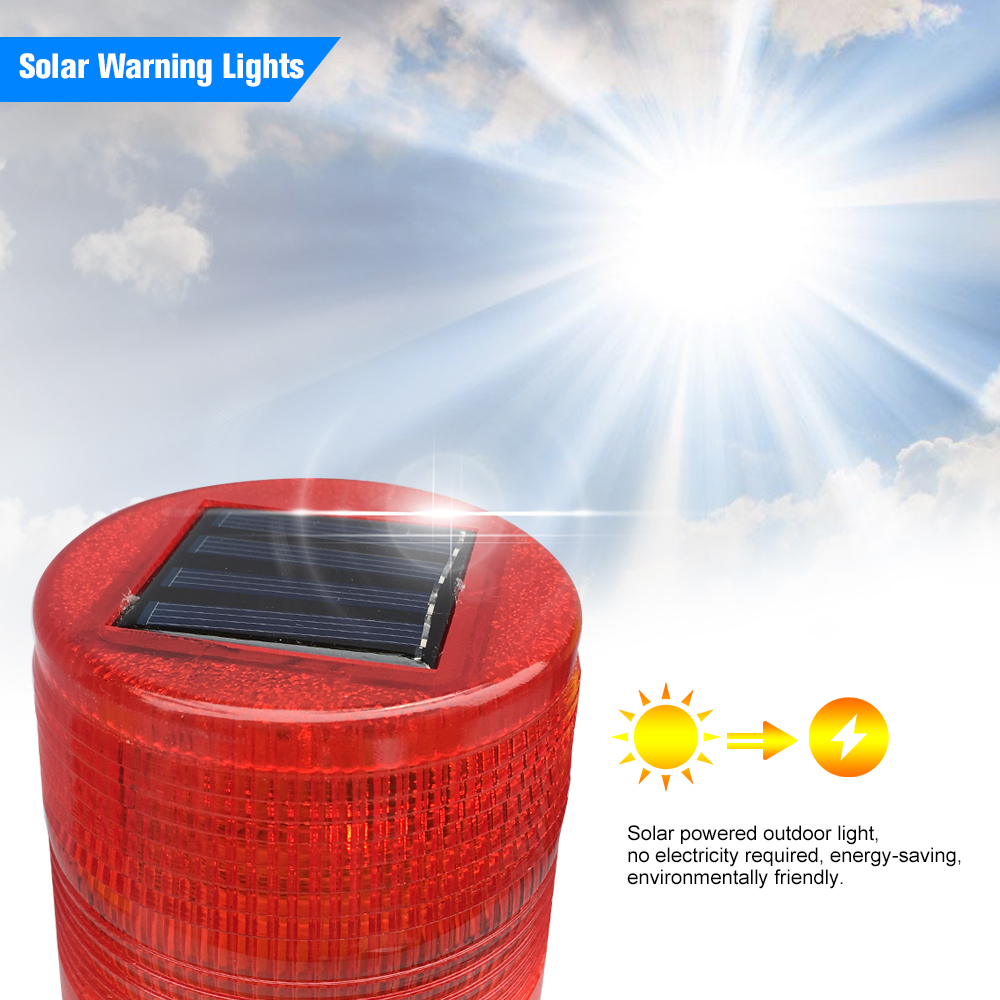 Solar Warning Lights 4pcs Leds Red Solar-powered Warning Lamps Obstruction Lamp/ Beacon Light/ Traffic Warning