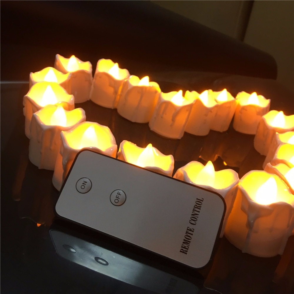 Packa  of 12 tårfall flamlösa led ljus fjärrkontroll, bougie bulk velas elektriska ljus chandelle bröllop dekoration