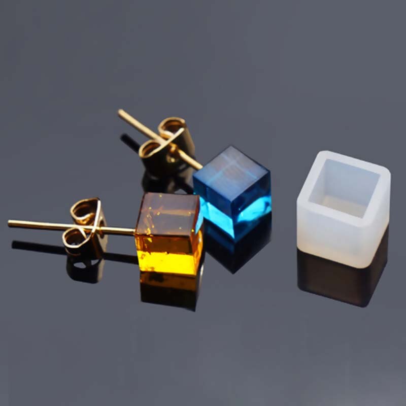 5 pièces hexagone carré tête de chat Silicone moule pour faire soi-même pour la fabrication de bijoux résine époxy moules pour boucles d'oreilles pendentifs faisant des outils blanc