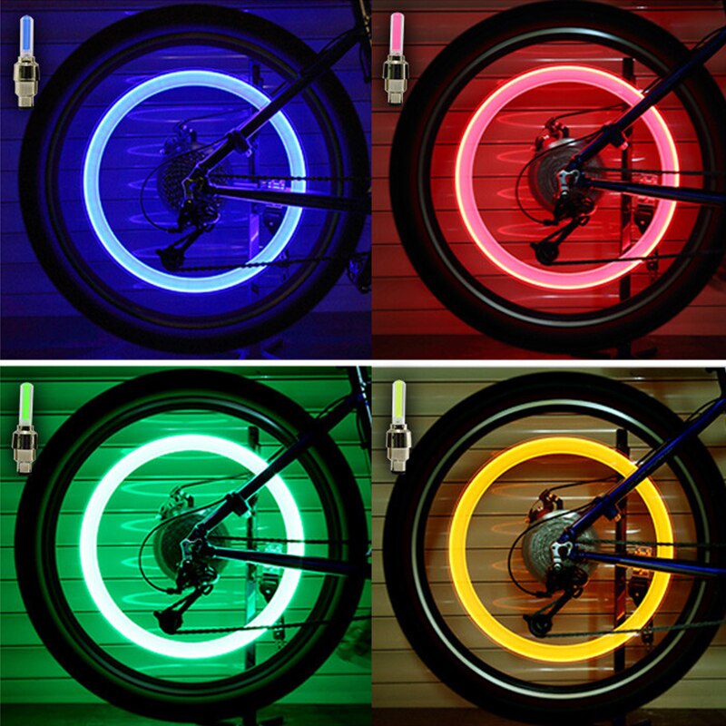 1Day Shipneon Lichten Tyre Wheel Valve Cap Light Led Flash Auto Ventieldopjes Air Cover Band Velg Klep Wiel stem Cap Fiets Licht