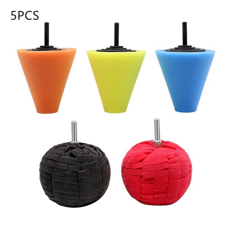 3 set borrpolerande svampkuddar 1/4 '' /6mm polerkon 3 hårdhet skumsvamp polerkuddar för för bilhjulsnavvård: C