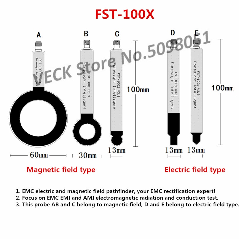 FST-100X EMC EMI EMS-sonde à champ proche antenne à champ magnétique, champ électrique 9K-6G, utilisation de Rectification du rayonnement conducteur