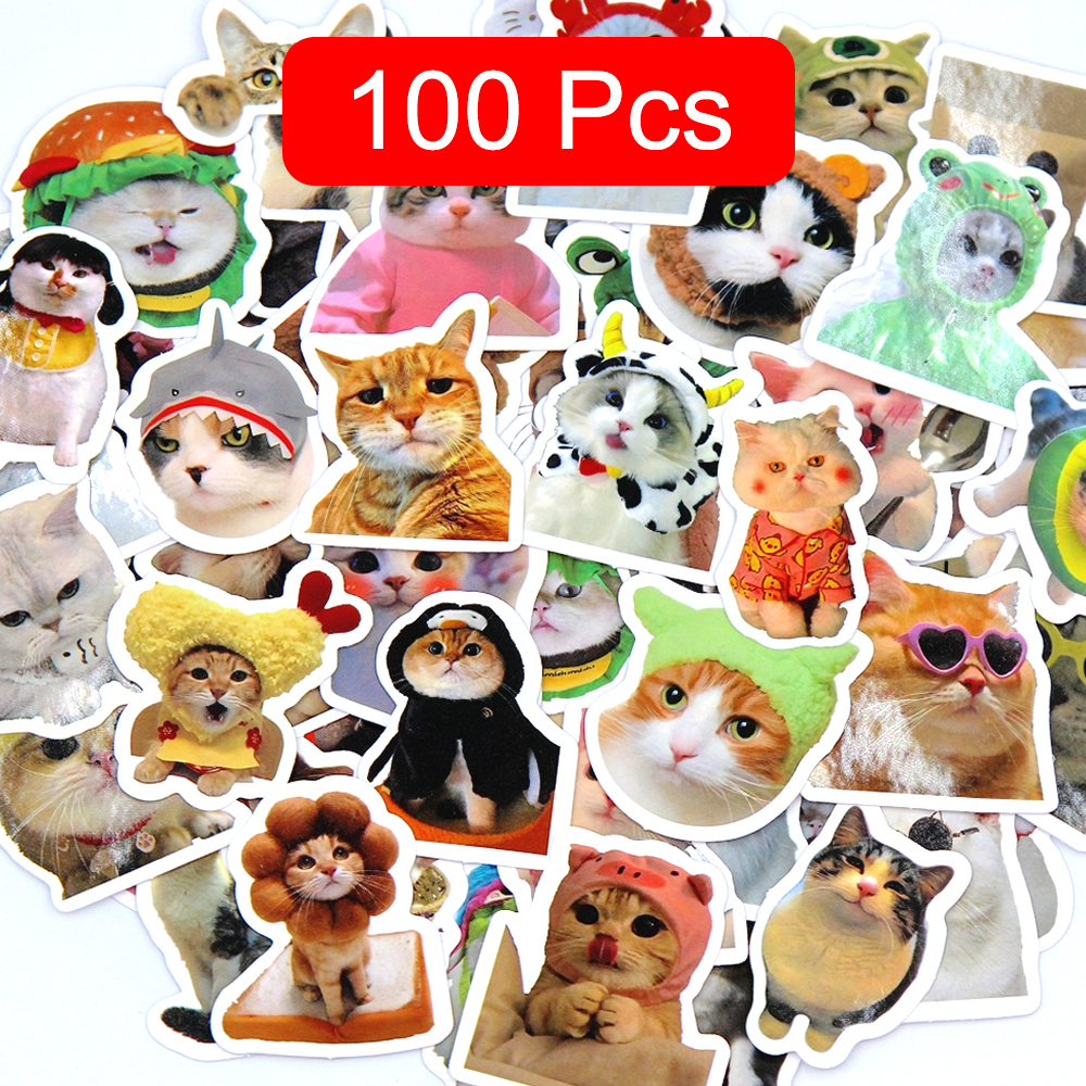10/50/100pcs Funny Cute Cat Stickers Cat DIY Stickers Scrapbooking Phone Laptops Luggage Skateboard Decorative Waterproof Decals: Dark Blue