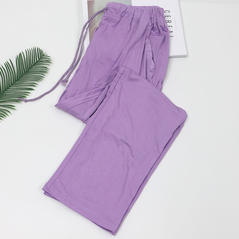 Kevät ja syksy pyjamat naisten housut modaalit ohuet kotihousut isokokoiset kotihousut aamuharjoitushousut löysästi joustavat