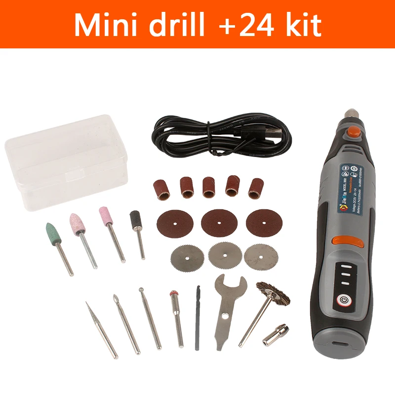 Wiertarko-grawerka akumulatorowa 35W mini Bezprzewodowa Wiertarka Polerka USB Akumulatorowa Narzędzie Obrotowe Dremel robić Biżuterii Metalu: biały