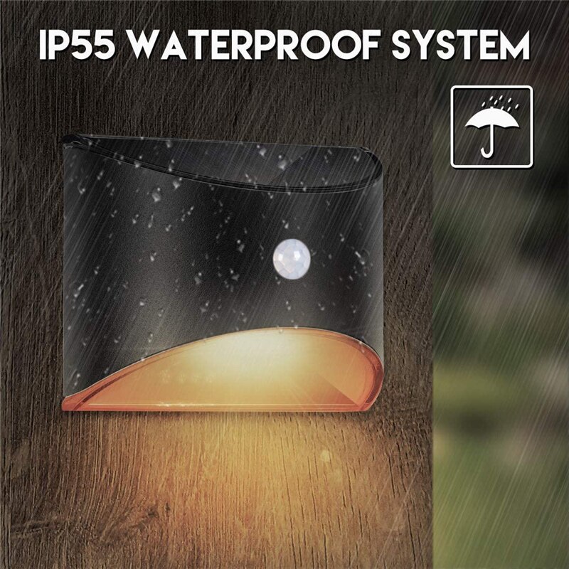 Led Solar Light Outdoor Wandlamp Waterdichte Tuin Wandlamp Voordeur Patio Hek Licht Met Motion Sensor Warm Wit 2Pcs