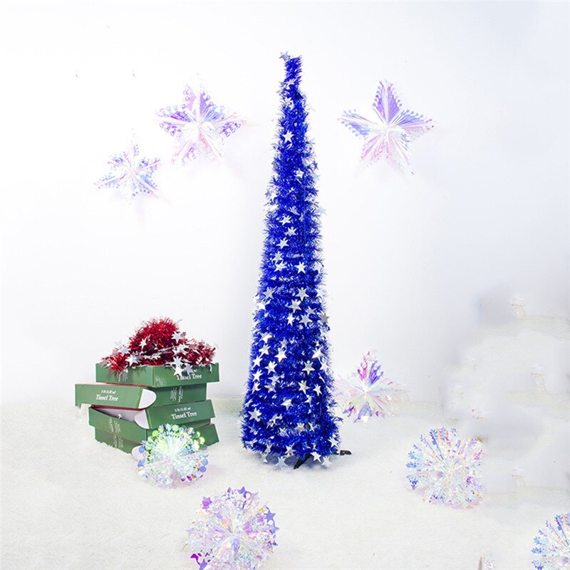 Pentagram pull blomst juletræ foldbart kunstigt juletræ fest dekoration leverer boligindretning: Blå