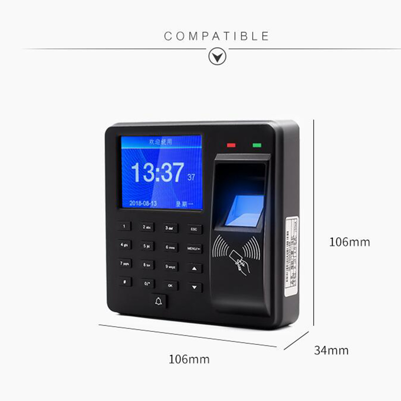 Intelligent Fingerprint Attendance Machine With Access ControlSwipe ID Card Password Unlock Employee Smart Clock Recorder