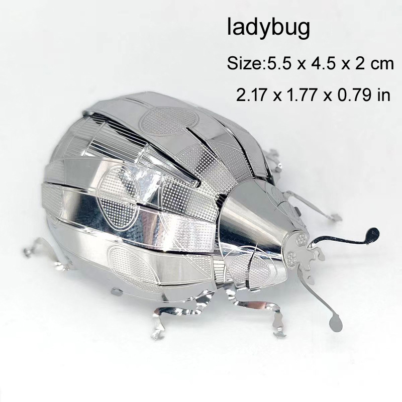 3d metal puzzles diy handmade animal insect ladybug carp butterfly assembly model puzzle toy for adults: Gray