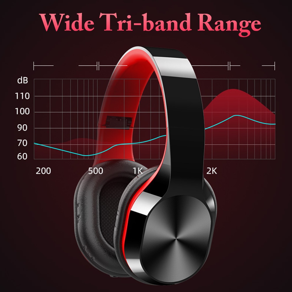9D Stereo Bluetooth 5.0 Wireless Headset Head-mounted HiFi Noise Canceling Gaming Headphone With Microphone Support TF Card