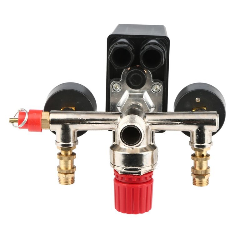 Adjustable Pressure Switch Air Compressor Switch Pressure Regulating With 2 Press Gauges Valve Control Set