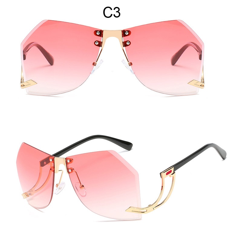 Uregelmæssige kantløse solbriller kvinder mærke legeringsramme oversize gradient solbriller kvindelige klare nuancer: 3