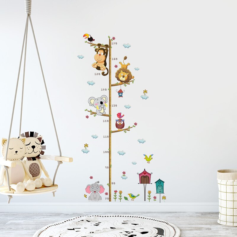 Leuke Olifant Leeuw Dierentuin Hoogte Stickers Kinderkamer Slaapkamer Woonkamer Wanddecoratie Muurstickers Home Decoratie