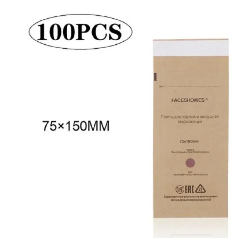 100Pcs Maniküre Kraft Taschen Nail art Sterilisator Nägel Sauber Sterilisation Tasche Einweg Maniküre Liefert UV Desinfektion Werkzeuge: green