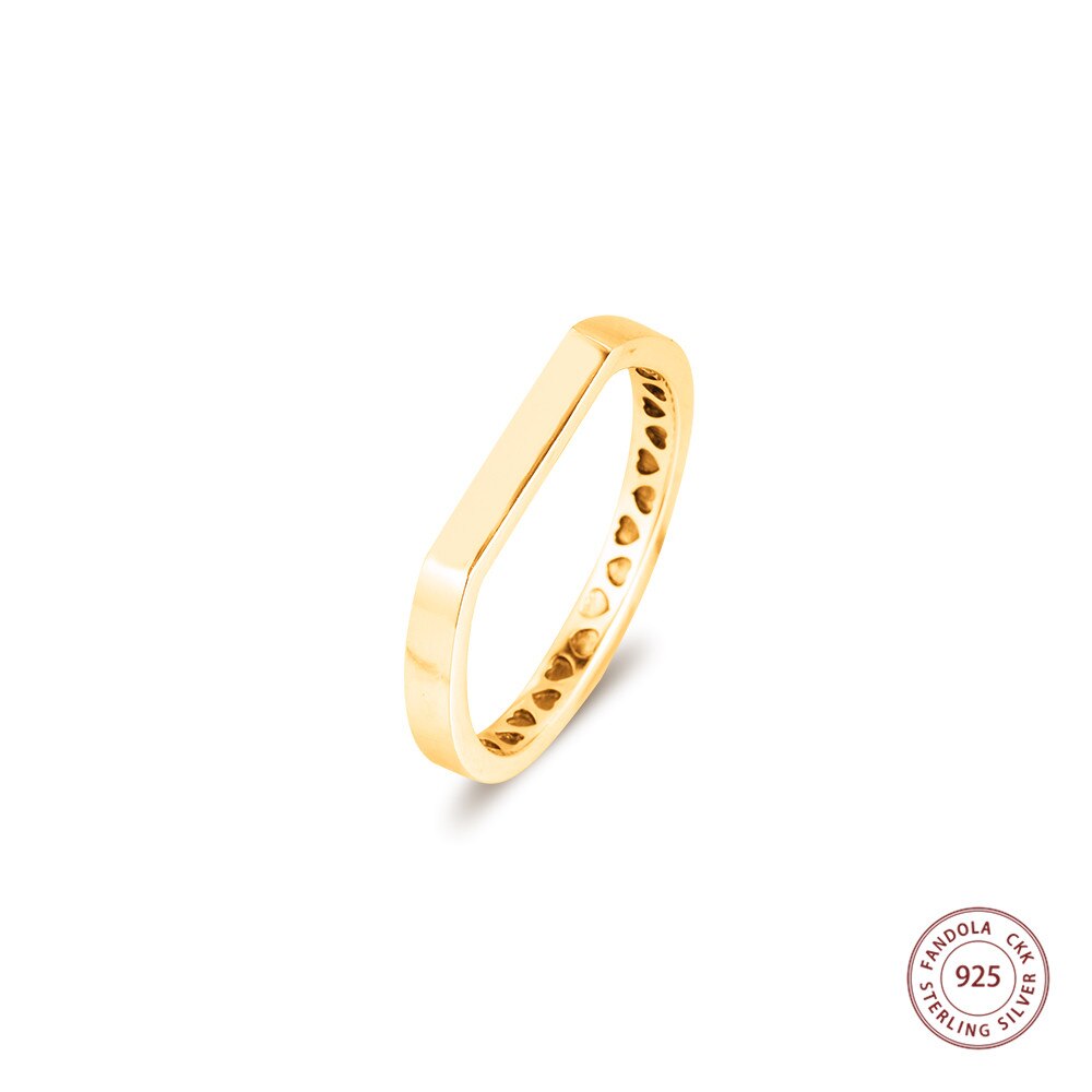 925 Sterling Zilveren Ringen Vrouwen Goud Kleur Bar Stapelen Ring Zilveren Sieraden Wedding Party Anillos