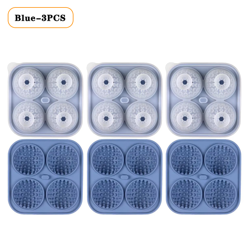 1/3/5PCS Ice Cube Mold 3D Golf Ice Puck Hockey Tray Mold Whiskey Silicone Ice Box Silicone Ice Tray Ice Hockey with Funnel: Brown