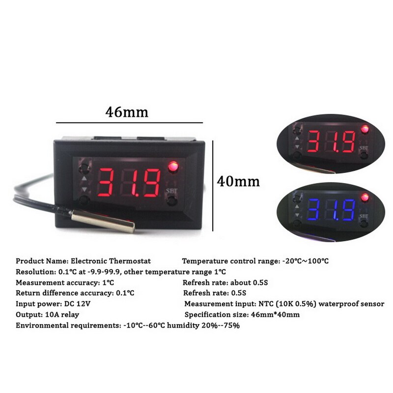 Digital Thermostat Temperature Controller Temp Control Switch with NTC ProbeTemperature Controller Thermostat Thermoregulator