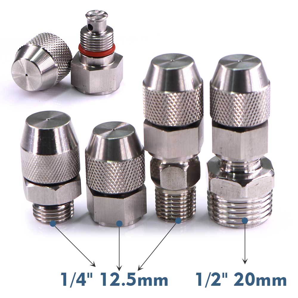 0.8-1.8mm 1/4" 1/2" Misting Nozzles Adjustable Atomization Sprayer Stainless Steel Adapter Garden Irrigation Cooling Watering